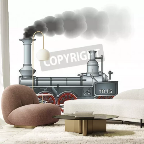 Fototapete Abstrakte Lokomotive Zug Retro-Stil