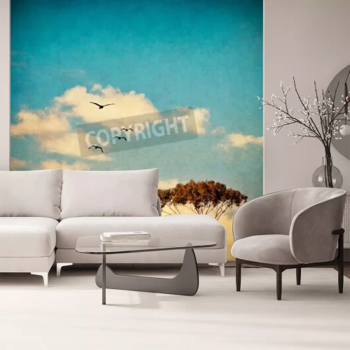 Fototapete Nebliger Himmel über Stadt