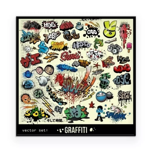 Poster Muster mit Graffiti-artigen Inschriften
