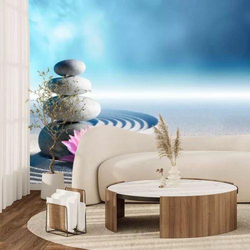 Fototapete Zen-Steine und Seerosen