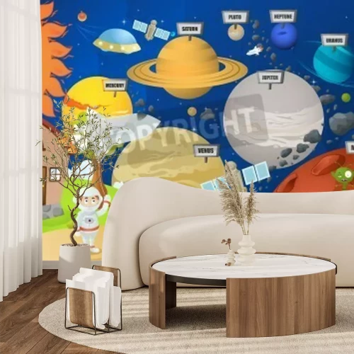 Fototapete Sonnensystem Illustration für Kinder