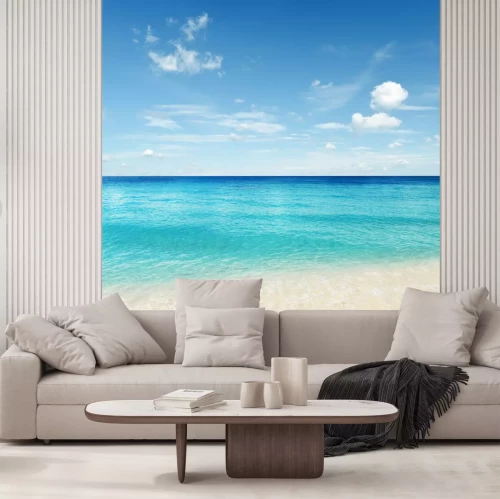 Fototapete Strand und sanftes Ozeanwasser