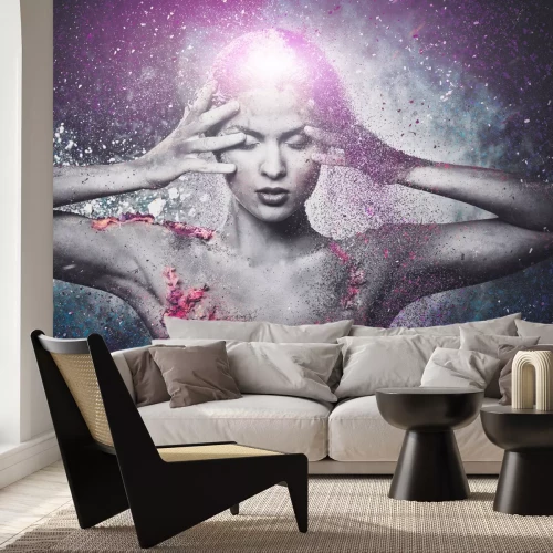 Fototapete Frau und abstrakter Hintergrund