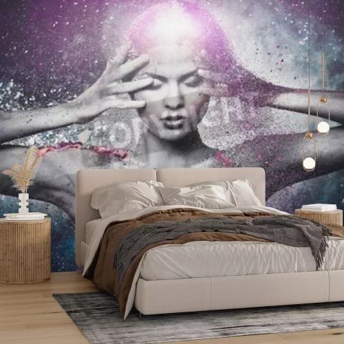 Fototapete Frau und abstrakter Hintergrund