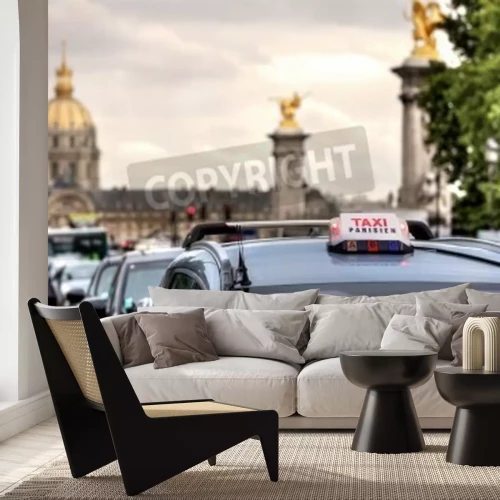 Fototapete Pariser Taxi im Stau
