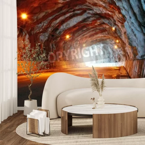 Fototapete Straßentunnel im Felsen