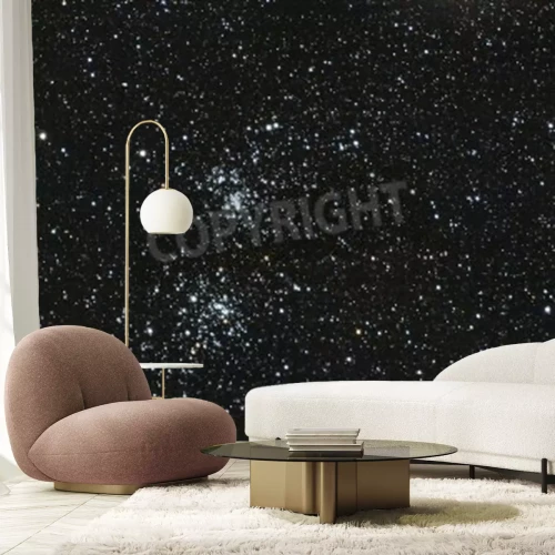 Fototapete Motiv mit Sternen vor schwarzem Hintergrund