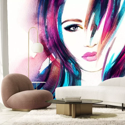 Sticker Frau Porträt .abstract Aquarell