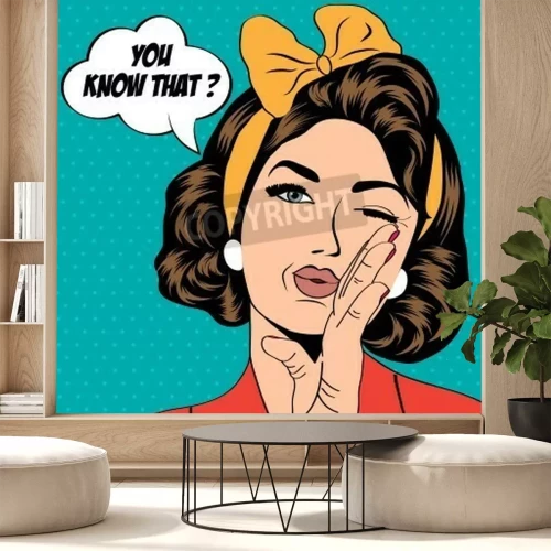 Fototapete Frau im Comic-Stil