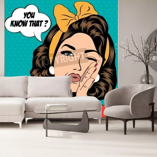 Fototapete Frau im Comic-Stil