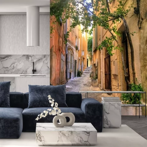 Fototapete Alte Gasse mit Grün