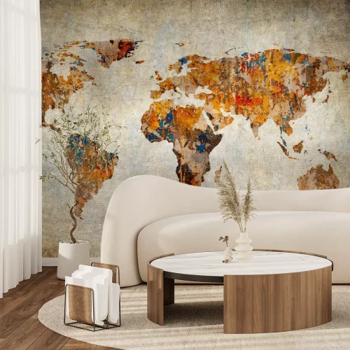 Fototapete Weltkarte mit Oberflächenattribut