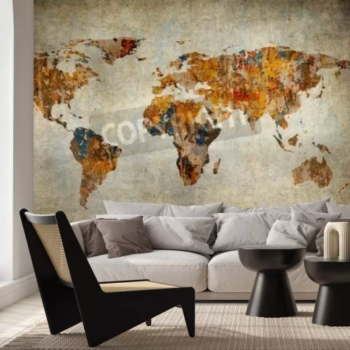 Fototapete Weltkarte mit Oberflächenattribut