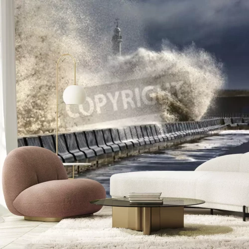 Fototapete Leuchtturm bei schlechtem Wetter