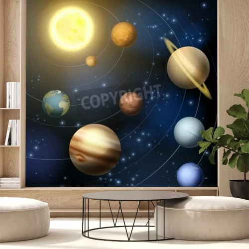 Fototapete Illustration mit Sonnensystem im Weltall