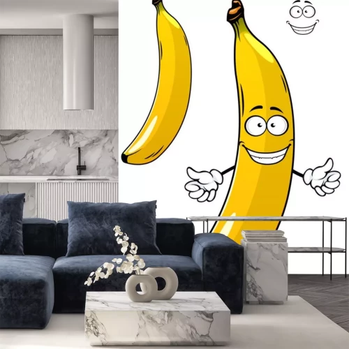 Sticker Bananen Cartoon-Illustrationen auf weißem Hintergrund