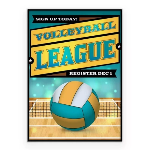 Poster Illustrierter Volleyball mit Typografie