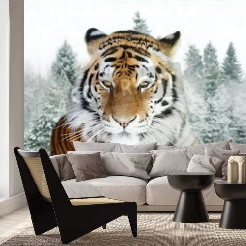 Fototapete Winterlandschaft mit tiger