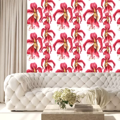 Tapete Rosa Orchideen in Aquarell-Version