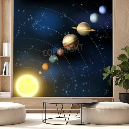 Fototapete Planeten auf Bahnen im Sonnensystem