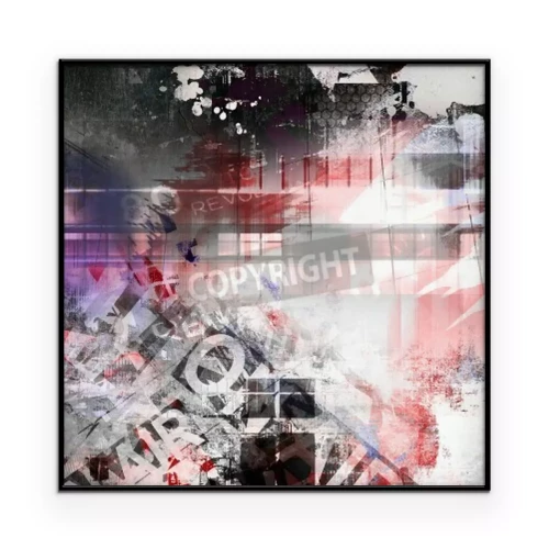 Poster Abstraktes Muster in Rot- und Grautönen