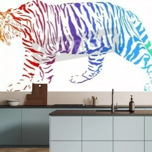 Fototapete Regenbogenmuster mit tiger