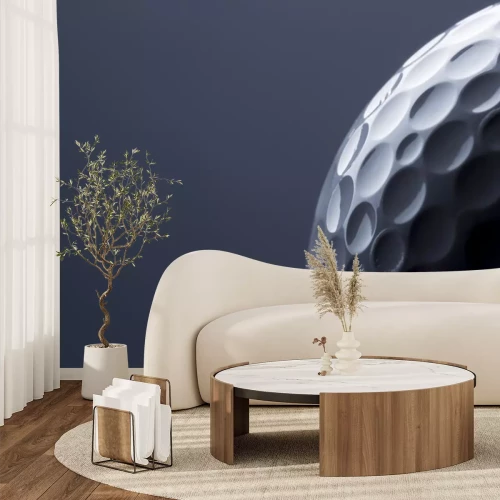 Sticker Stilvolle Golfball isoliert auf leere dunkelblauen Hintergrund.