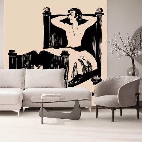 Sticker junger Mann im Bett Ätzen