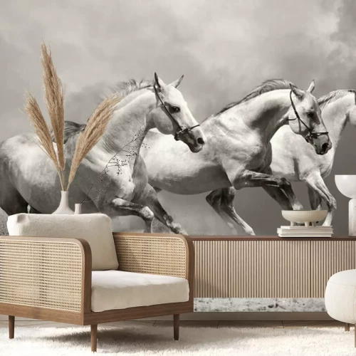 Fototapete Im sand galoppierende pferde