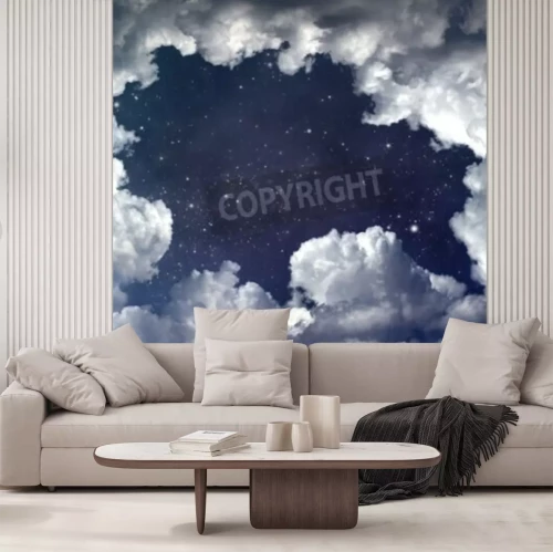 Fototapete Weiße Wolken und Sterne