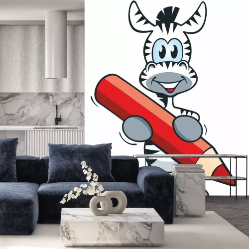 Sticker Zebra mit einem großen Buntstift