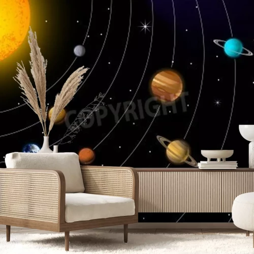 Fototapete Kreisende Planeten im Sonnensystem