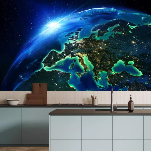 Fototapete Land area in Europe the night