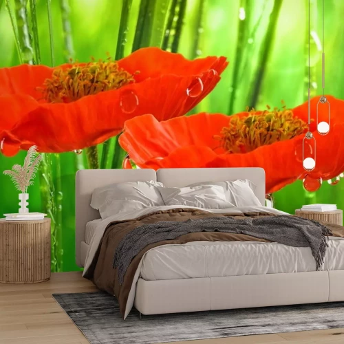 Sticker Blumen mit Wassertropfen