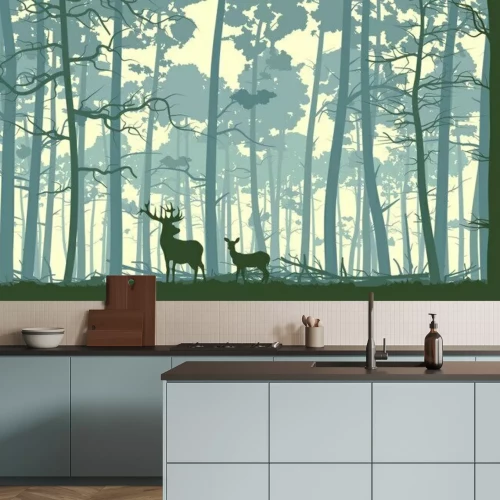 Sticker Abstract Illustration von Wildtieren in Holz.