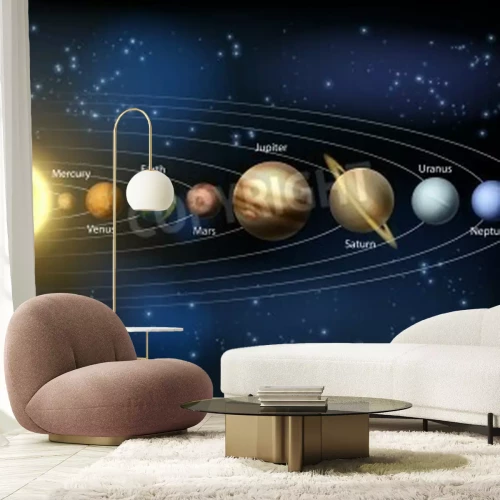 Fototapete Illustration mit den Planeten des Sonnensystems