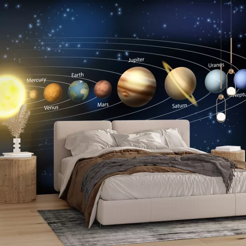 Fototapete Illustration mit den Planeten des Sonnensystems