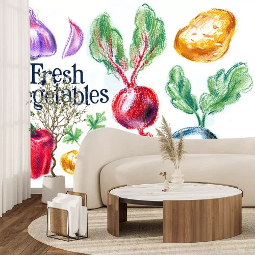 Sticker Mit Pastellkreiden gemaltes Gemüse