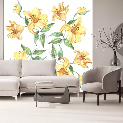 Sticker Nahtlose Muster mit Blumen Lilie Aquarell