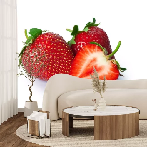 Sticker Erdbeeren frisch auf weißem Hintergrund