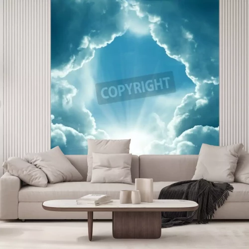 Fototapete Durch Wolken dringende Sonne