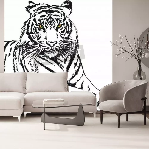 Fototapete Monochromatische skizze eines tigers