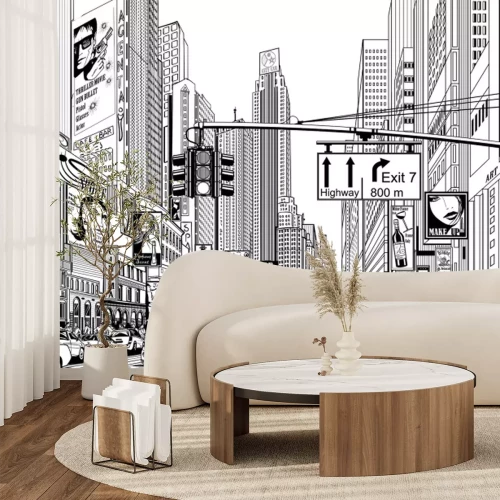 Fototapete Schwarz-weiße Straße von New York