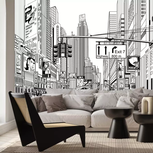 Fototapete Schwarz-weiße Straße von New York