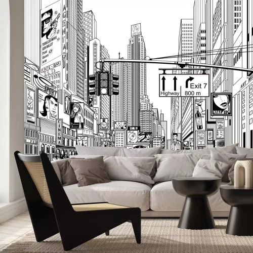 Sticker Schwarz-weiße Straße von New York