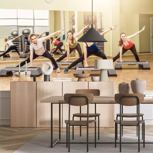 Sticker Gruppe von Frauen, die Step-Aerobic