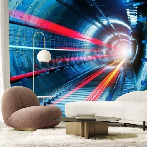 Fototapete Tunnel mit Neon-Licht