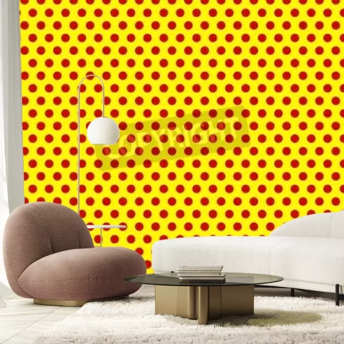 Fototapete Rote Punkte auf gelbem Hintergrund