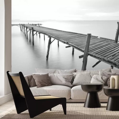 Fototapete Alter schwarz-weißer Steg