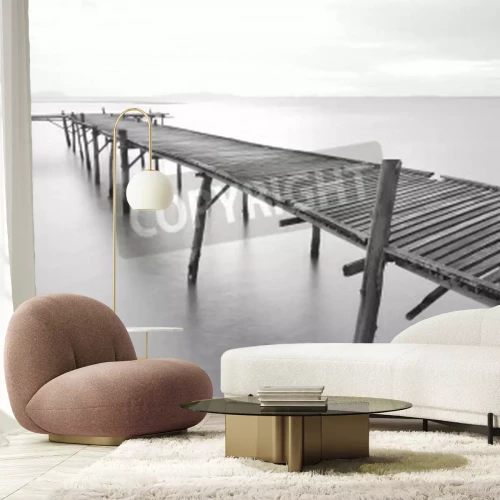 Fototapete Alter schwarz-weißer Steg